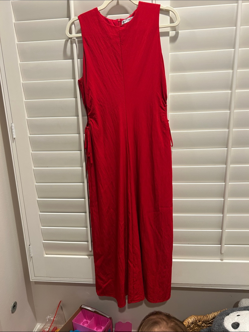 Mango Sleeveless Red Jumpsuit with Side Ties